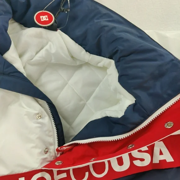 DC SHOE CO USA water Resistant Men Large Jacket Red White Blue - Picture 11 of 12